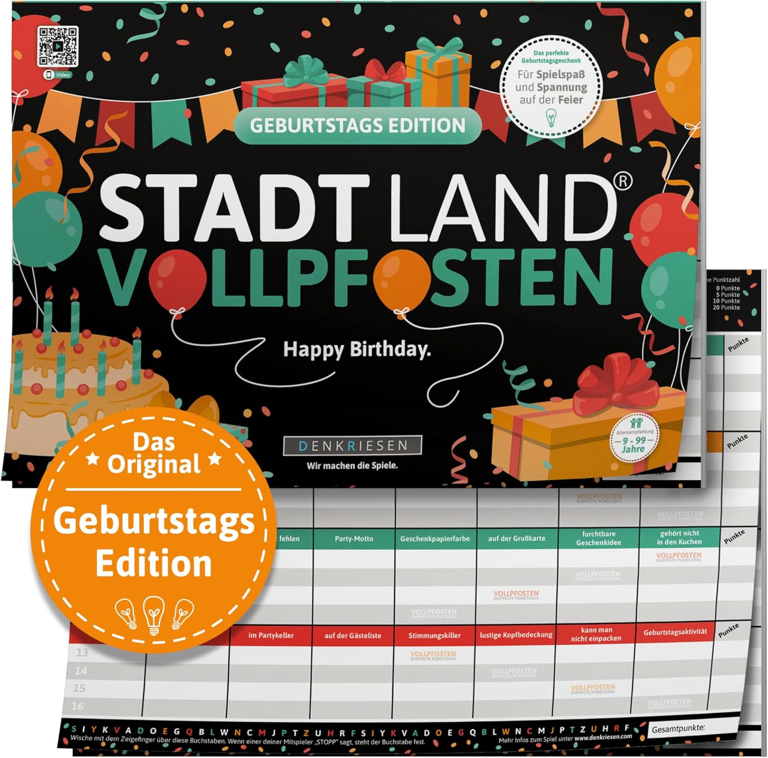 Stadt Land Vollpfosten 'Geburtstags Edition' Spielblock