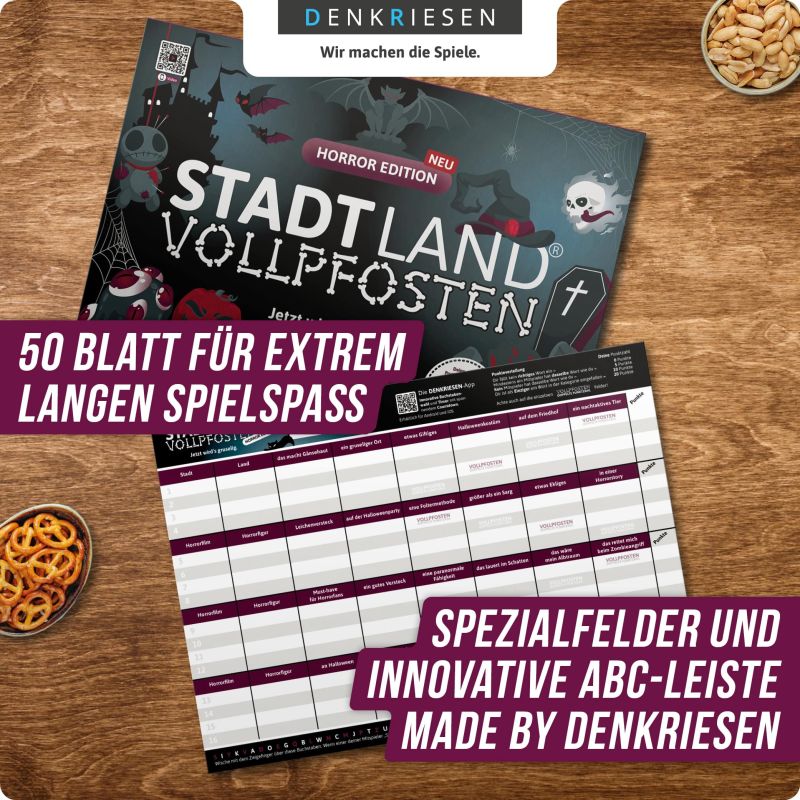Stadt Land Vollpfosten HORROR EDITION Spielblock