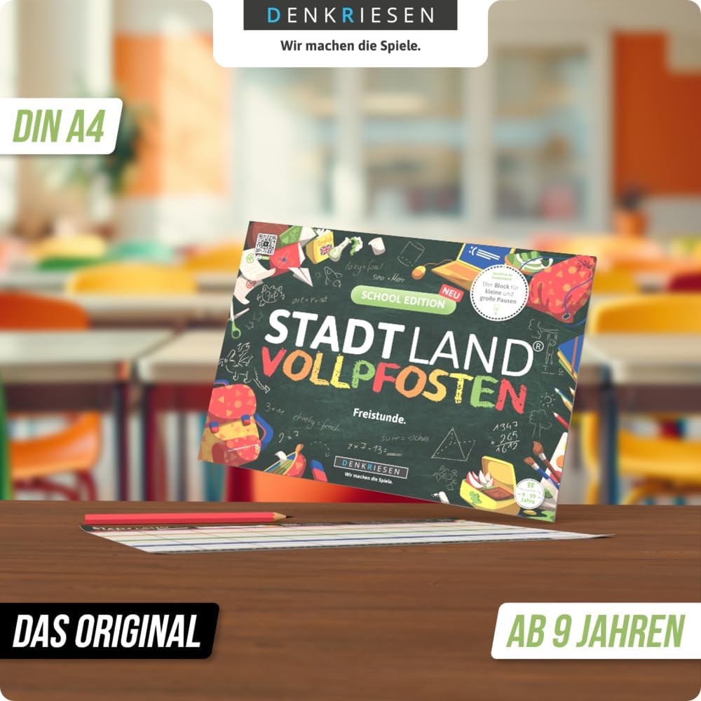 Stadt Land Vollpfosten 'Freistunde' School Edition Spielbloc