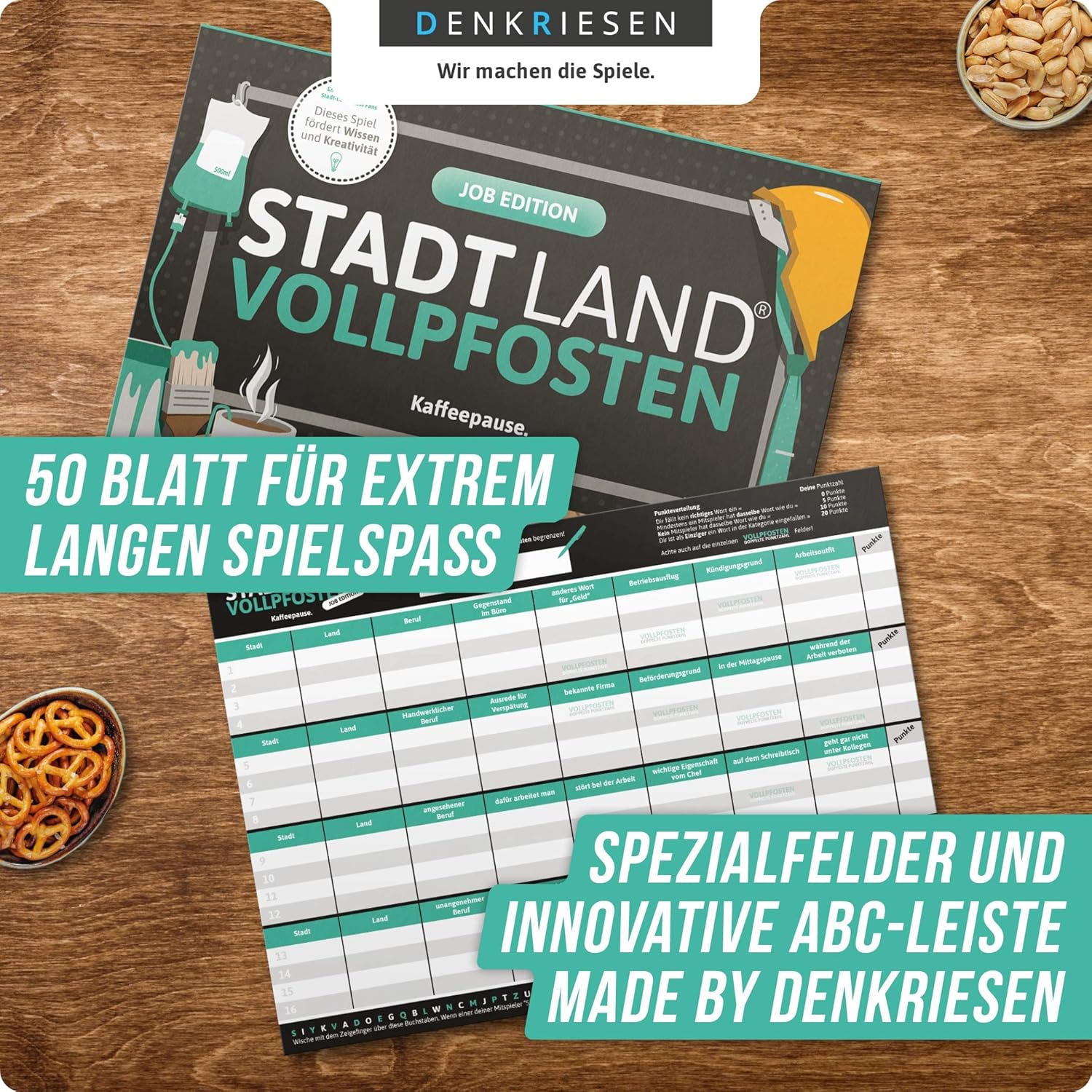 Stadt Land Vollpfosten 'Kaffeepause' Job Edition Spielblock