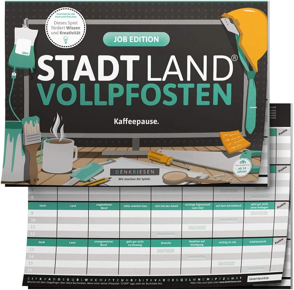 Stadt Land Vollpfosten 'Kaffeepause' Job Edition Spielblock