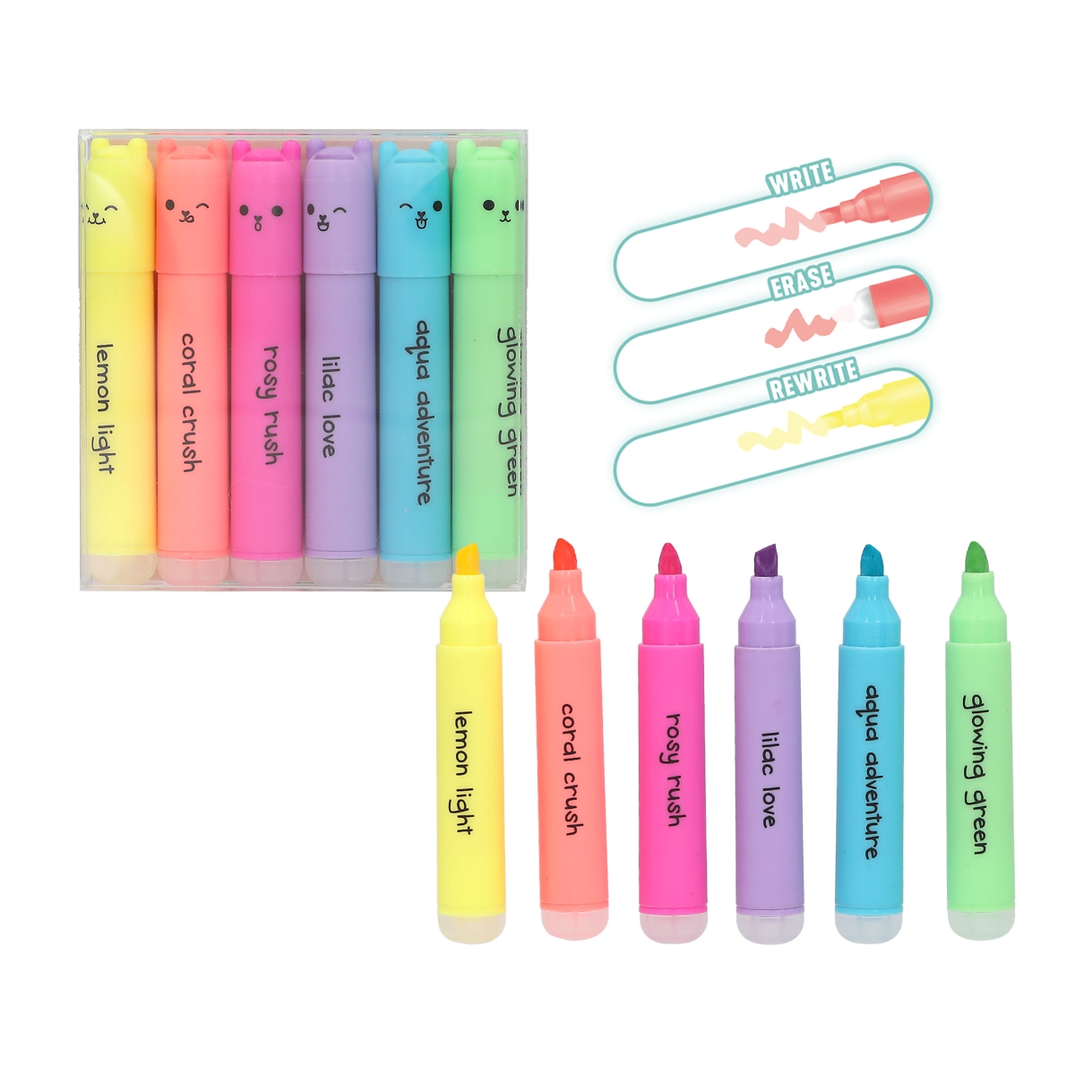 PENfection Radierbare Mini Textmarker, 6er-Set