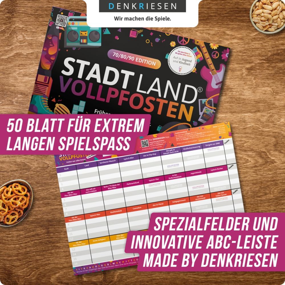 Stadt Land Vollpfosten 70/80/90 EDITION Spielblock