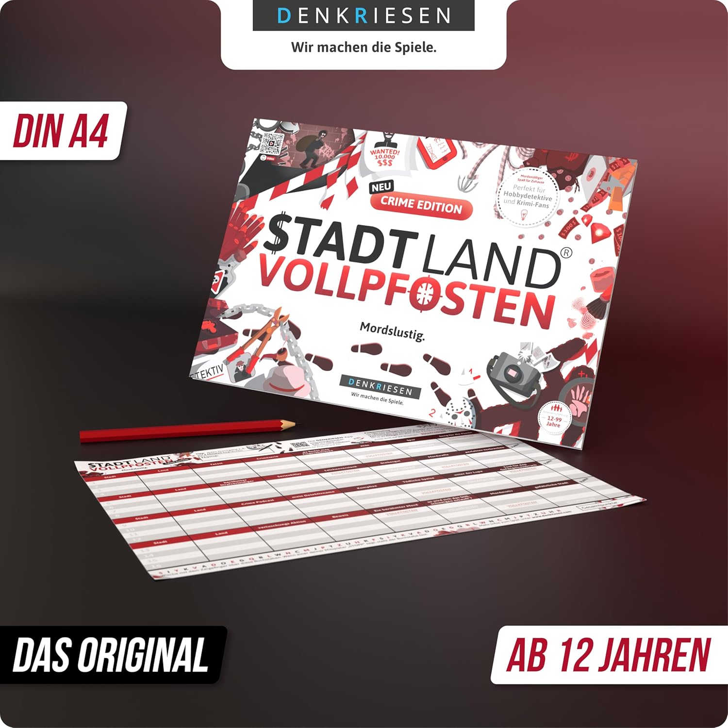 Stadt Land Vollpfosten 'Mordlustig' Crime Edition Spielblock