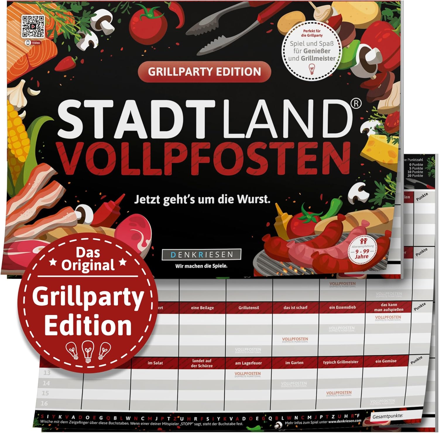Stadt Land Vollpfosten GRILLPARTY EDITION Spielblock
