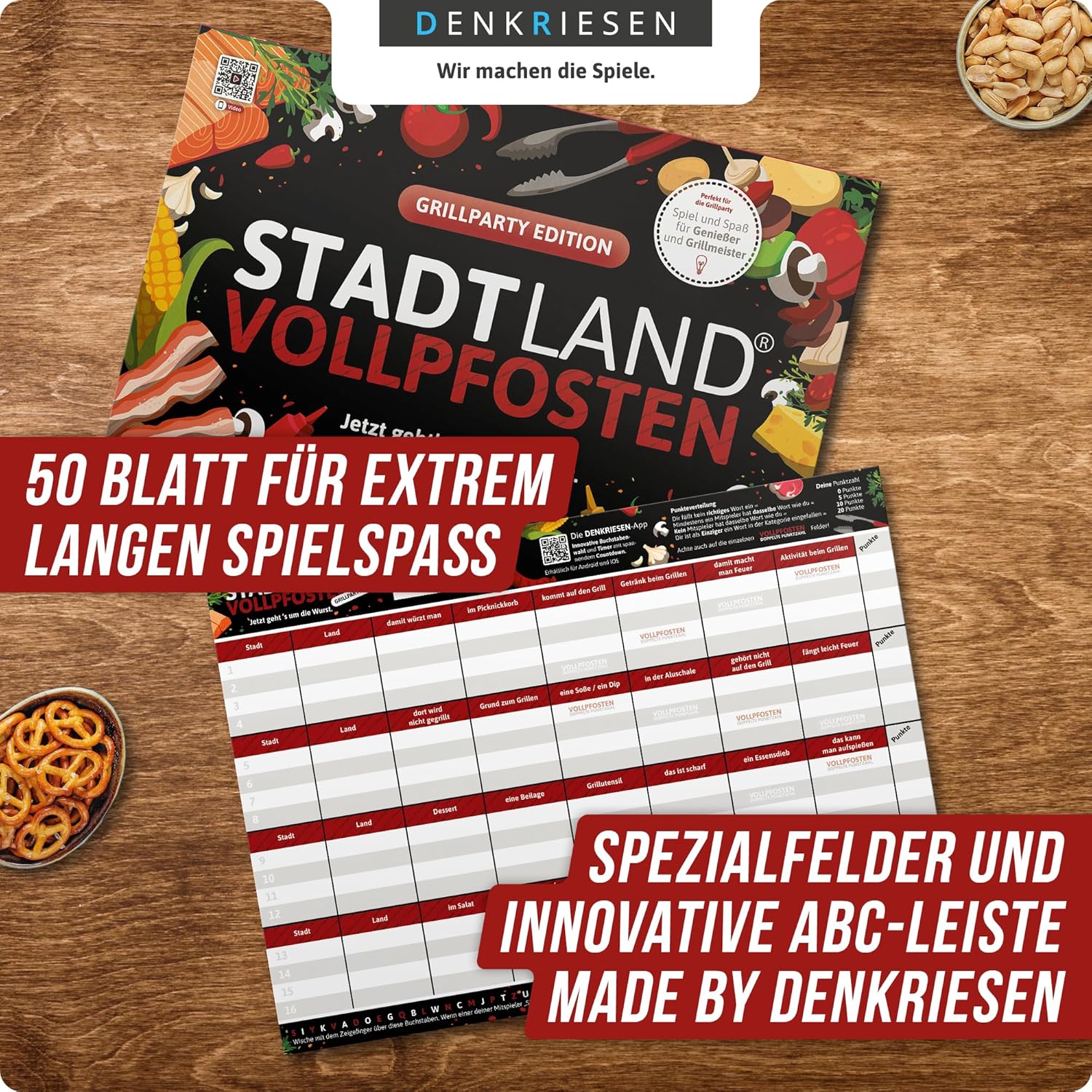 Stadt Land Vollpfosten GRILLPARTY EDITION Spielblock