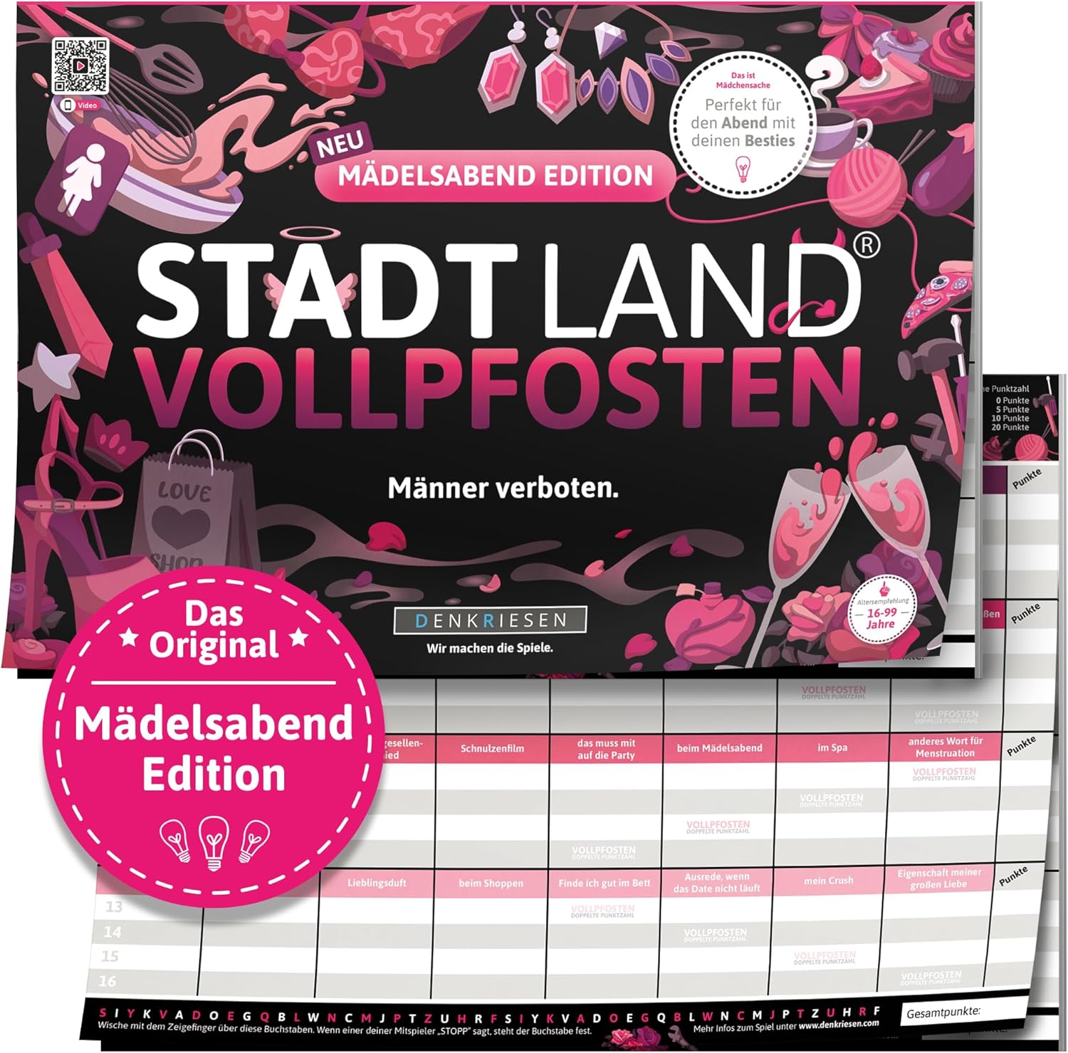 Stadt Land Vollpfosten 'Männer verboten' Mädelsabend Edition