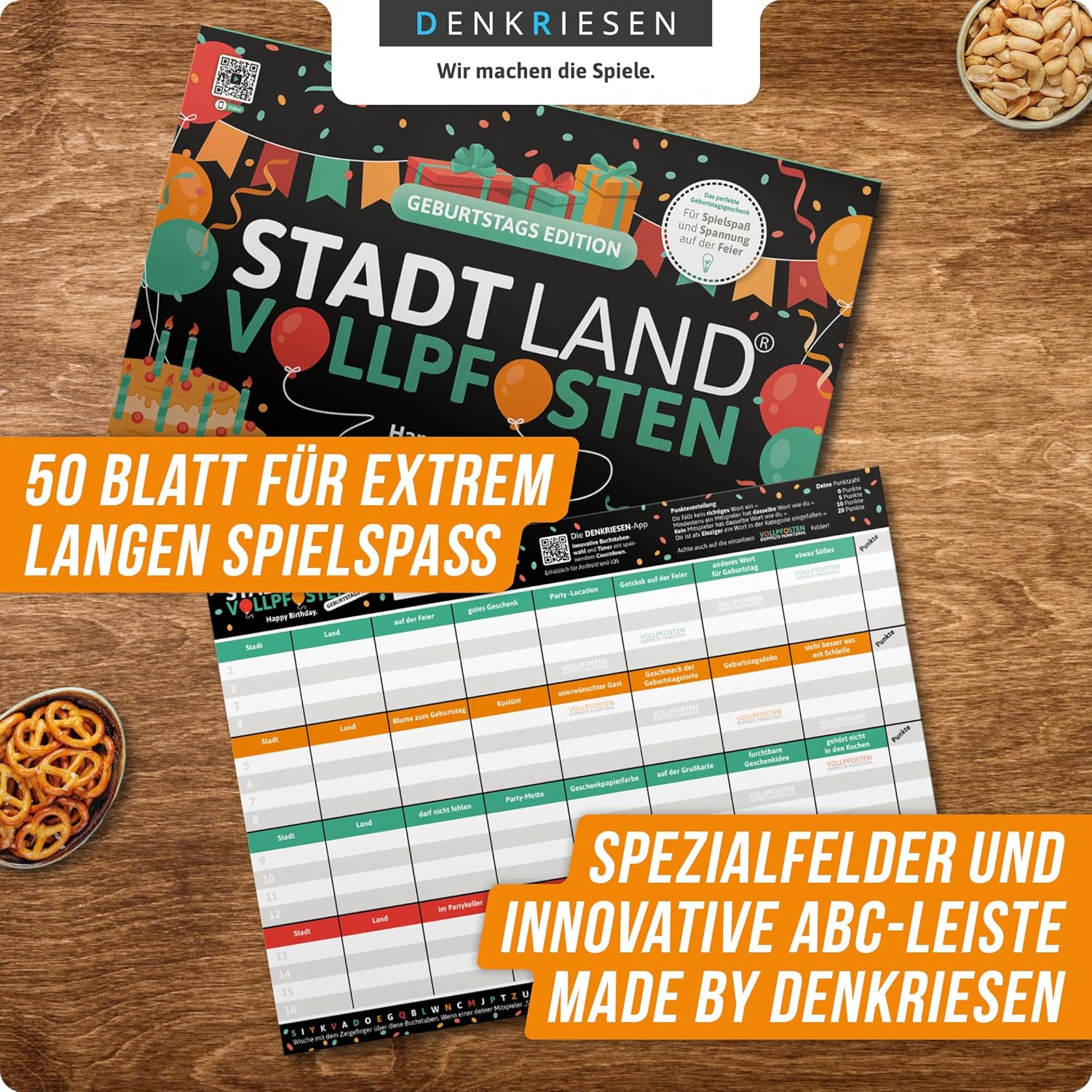 Stadt Land Vollpfosten 'Geburtstags Edition' Spielblock